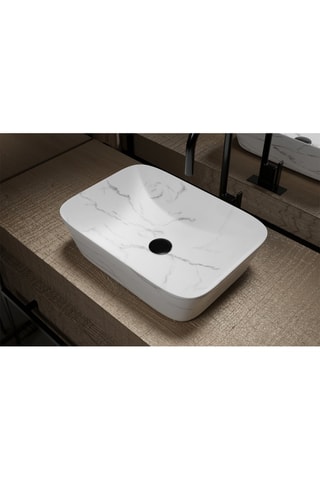 Vasque rectangulaire en marbre à poser Blanc mat