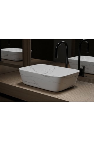 Vasque rectangulaire en marbre à poser Blanc mat