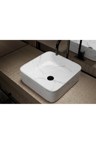 Vasque carrée en céramique à poser Blanc mat