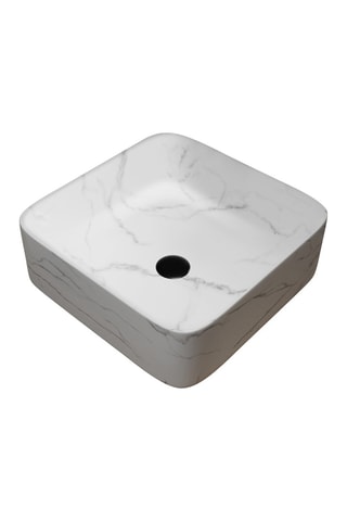 Vasque carrée en céramique à poser Blanc mat