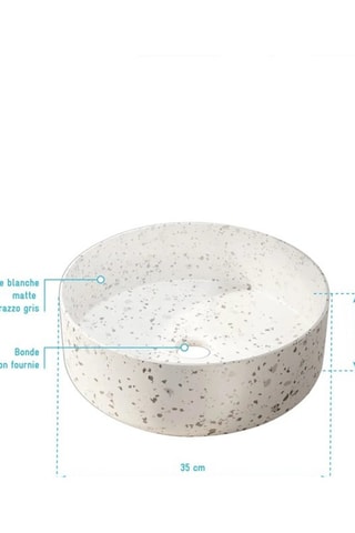 Vasque ronde à poser en céramique - 35 cm - Blanc mat et gris