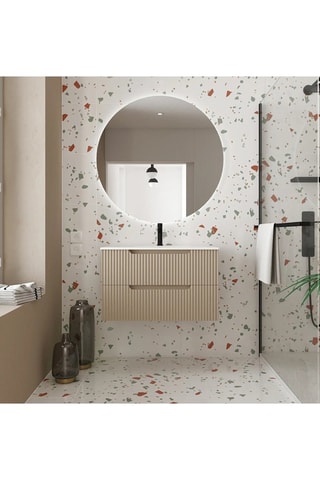 Meuble salle de bain 2 tiroirs - Marron glacé