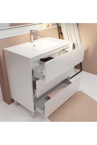 Meuble salle de bain 3 tiroirs Blanc
