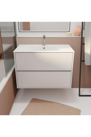 Meuble salle de bain 2 tiroirs - Blanc