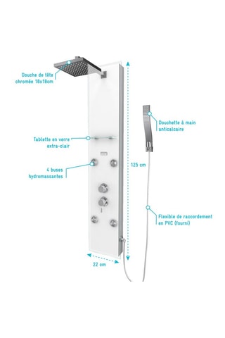 Colonne de douche hydromassante Blanc