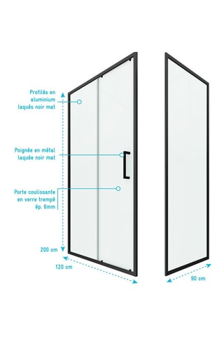 Paroi porte de douche coulissante Transparent et noir