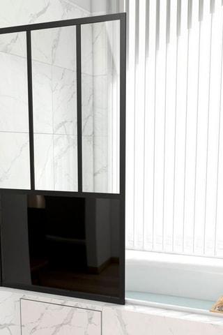 Pare-baignoire pivotant Transparent et noir