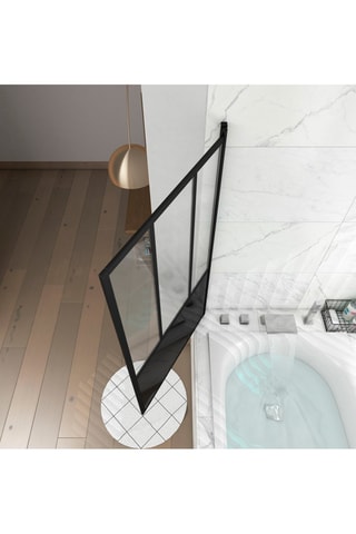 Pare-baignoire pivotant Transparent et noir