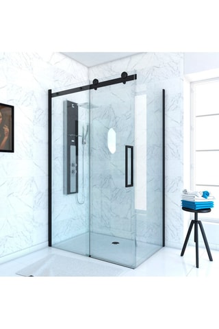 Paroi porte de douche coulissante 
Transparent et noir