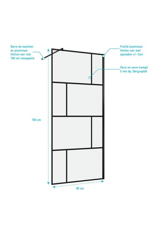 Paroi de douche à l'italienne Transparent et noir