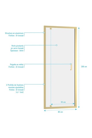 Porte de douche coulissante Doré