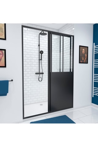 Paroi de douche coulissante Transparent et noir