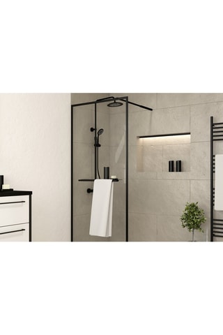 Paroi de douche 3-en-1 Transparent et noir