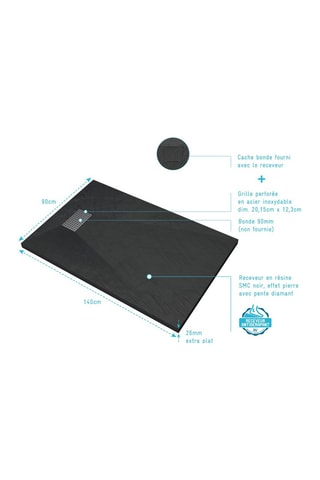 Receveur avec grille perforée - Noir