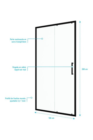 Paroi porte de douche coulissante Transparent et noir