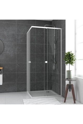 Paroi porte de douche coulissante Blanc et transparent