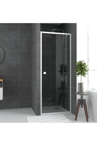 Porte de douche pivotante Transparent et blanc