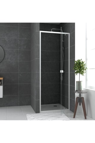 Porte de douche pivotante Transparent et blanc
