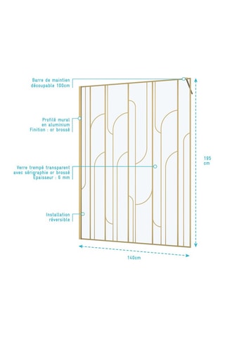 Paroi de douche à l'italienne - Transparent et doré