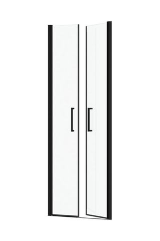 Porte de douche double battant - Transparent et noir