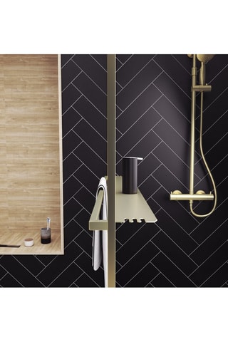 Paroi de douche à l'italienne avec porte-serviette et étagère - Doré brossé