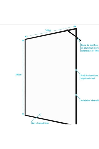Paroi de douche à l'italienne Transparent et noir