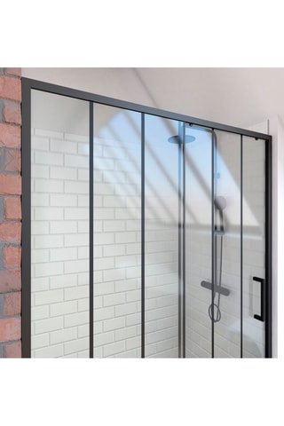 Paroi porte de douche coulissante 
Transparent et noir