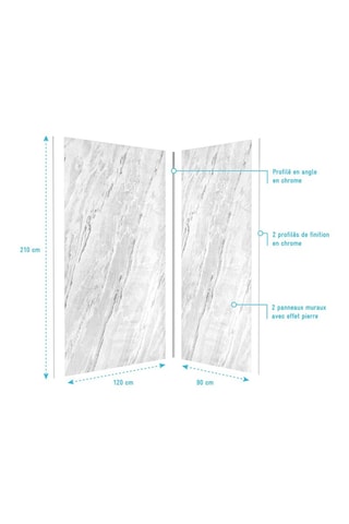 Pack 2 panneaux muraux de douche et profilés - Chromé
