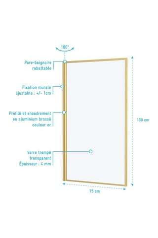 Pare baignoire Transparent et doré