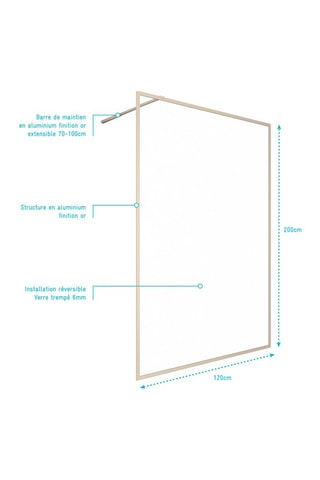 Paroi de douche à l'italienne Transparent et doré