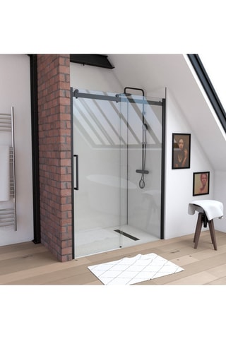 Paroi porte de douche coulissante Transparent et noir