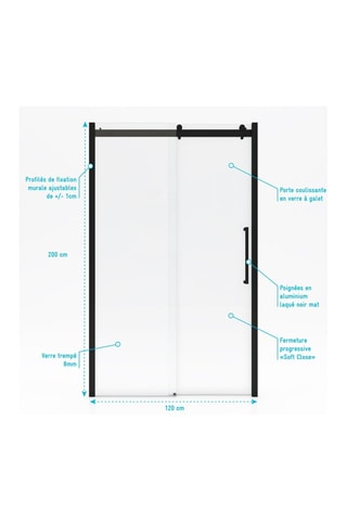 Paroi porte de douche coulissante Transparent et noir