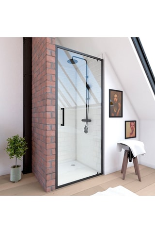 Paroi porte de douche pivotante 
Transparent et noir