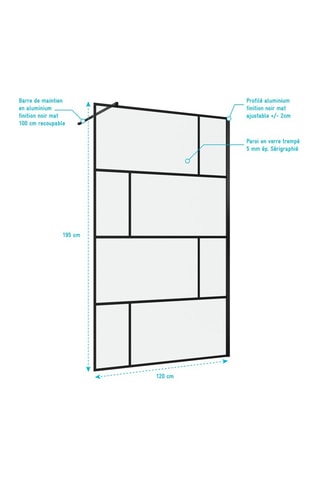 Paroi de douche à l'italienne Transparent et noir