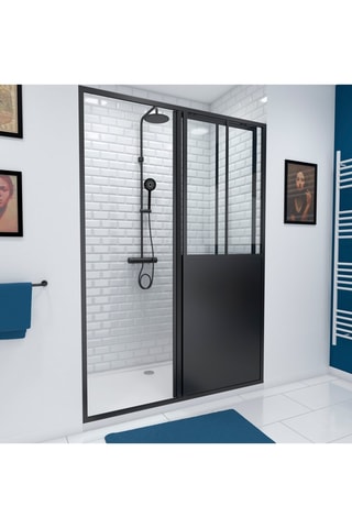 Paroi de douche coulissante Transparent et noir