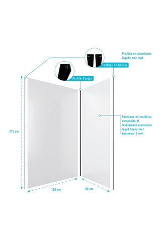 Pack panneaux muraux de douche avec profilés Blanc