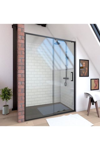 Paroi porte de douche coulissante Transparent et noir