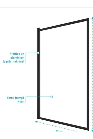 Pare-baignoire pivotant Transparent et noir