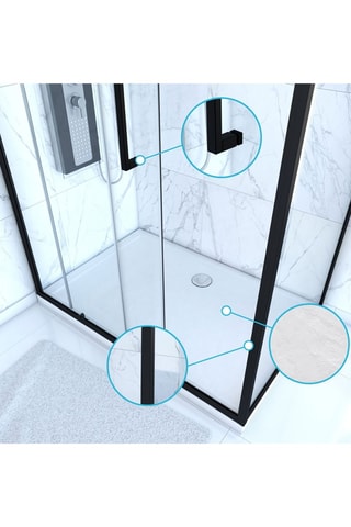 Pack porte de douche, paroi retour et receveur Crush Coulissant - Noir et blanc