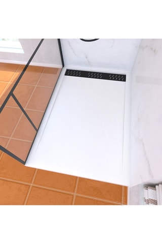 Pack paroi de douche, receveur et colonne de douche - Noir et blanc