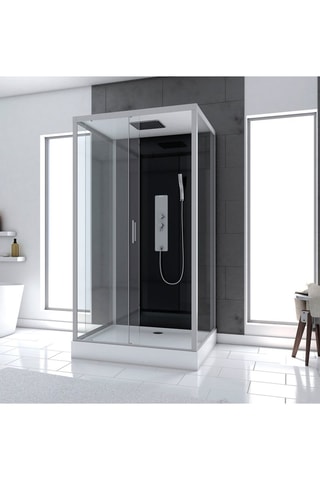 Cabine de douche rectangulaire en verre trempé Trendy 110 x 80 x 217 cm