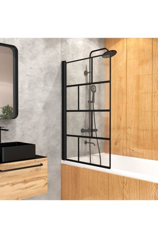Pare-baignoire pivotant Transparent et noir