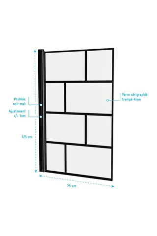 Pare-baignoire pivotant Transparent et noir