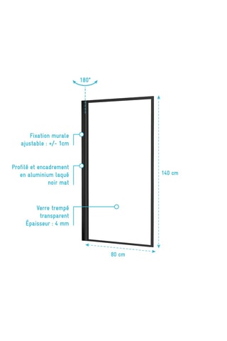 Pare baignoire Dark Edge - Noir - 140 x 80 cm