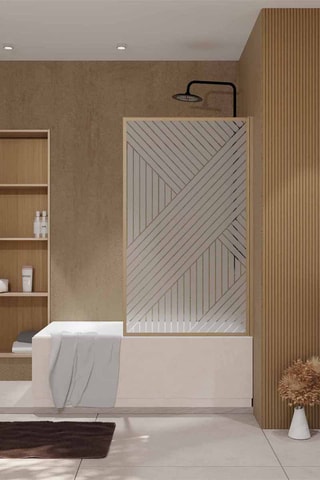 Pare baignoire Hinata - Imitation bois - 140 x 80 cm