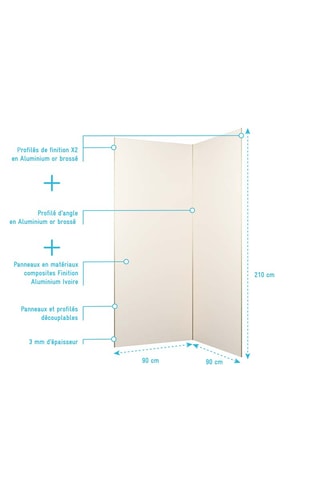 Ensemble panneaux muraux douche Wall'It - Ivoire - 90 x 90 x 210 cm