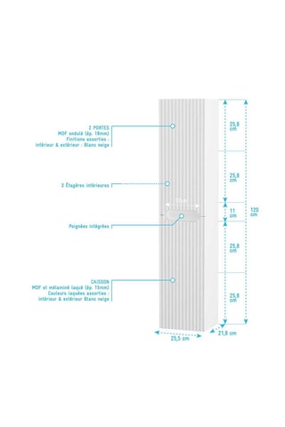 Colonne suspendue 2 portes Emilien - 25,5 x 120 x 21,8 cm