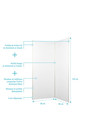 Ensemble panneaux muraux douche Wall'It - Blanc - 90 x 210 cm