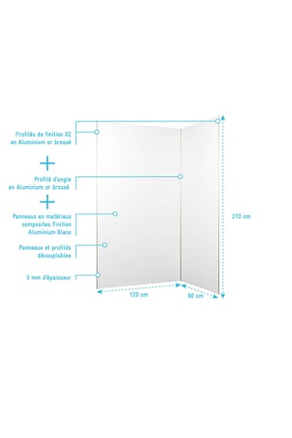 Ensemble panneaux muraux douche Wall'It - Blanc - 90 x 210 et 120 x 210 cm