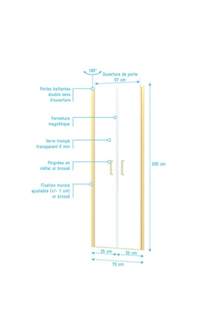 Porte de douche Saloon - Doré